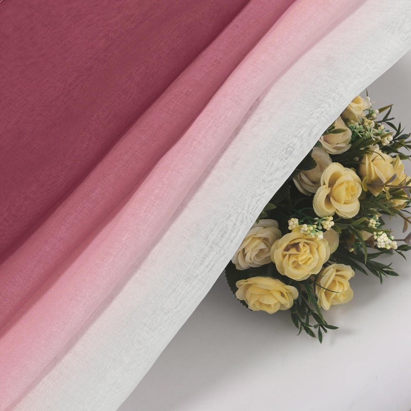 DWCN Faux Linen Ombre Sheer Curtains - Semi Voile Gradient Grommet Top Curtains for Bedroom and Living Room, Set of 2 Window Curtain Panels, 52 x 84 Inches Long, Burgundy - Image 5